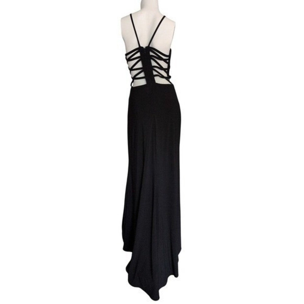 Morgan Co Open Corset Back Prom Dress 6 Halter Evening Gown Bead Elegant Glam - Picture 4 of 9